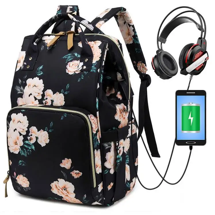 floral tote diaper bag