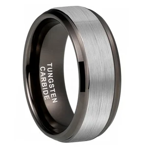 Coolstyle Jewelry 8mm Wholesale Two Tone Gunmetal Tungsten Finger Ring Women Men Dropshipping Fashion Engagement Wedding Band