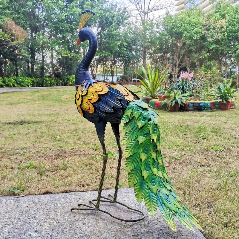 metal peacock animals led light Solar  Statue multi 1