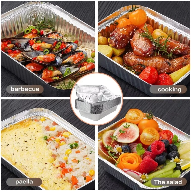 product wholesale high quality tia za41 10 inch square box microwave applicable collapsible food storage food grade foil containers-7