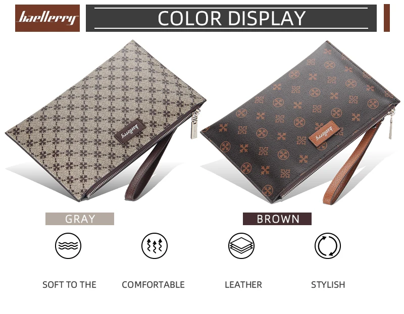 BAELLERY Leather Men's Clutch Bag Luxury Brand Woven Leather Bag