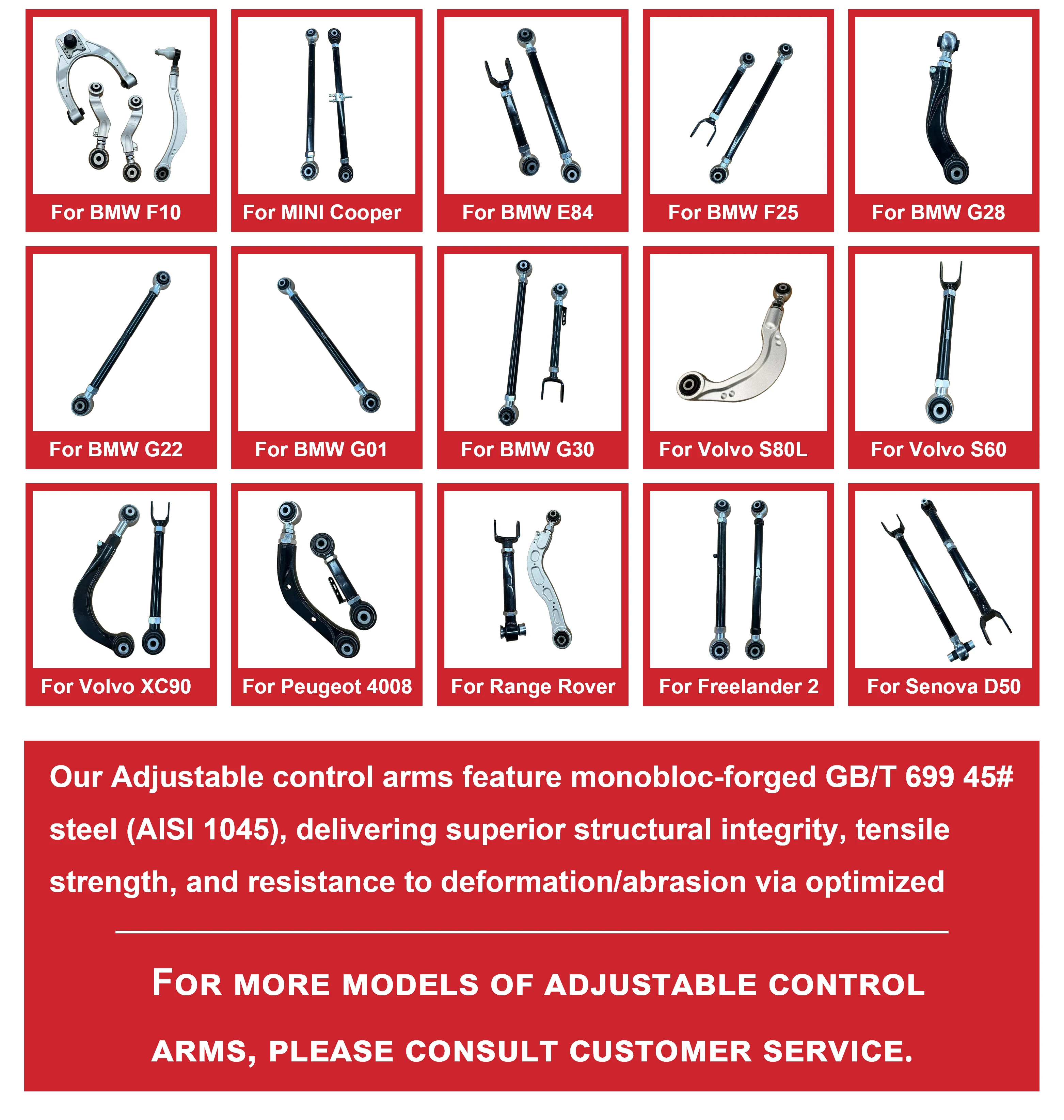 product auto adjustable rear camber toe control arms for vw audi bmw mercedes benz porsche volvo peugeot-6