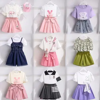 Children's school uniform set English college skirt children's pleated skirt two-piece wholesale