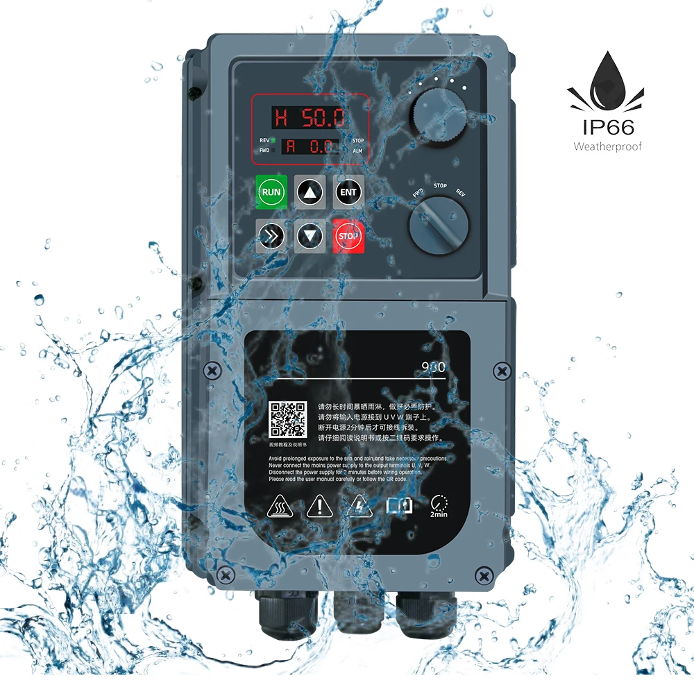IP66 Waterproof 3 Phase Variable Frequency Drive 0.75kw 1.5kw 2.2kw 4kw  VFD Inverter
