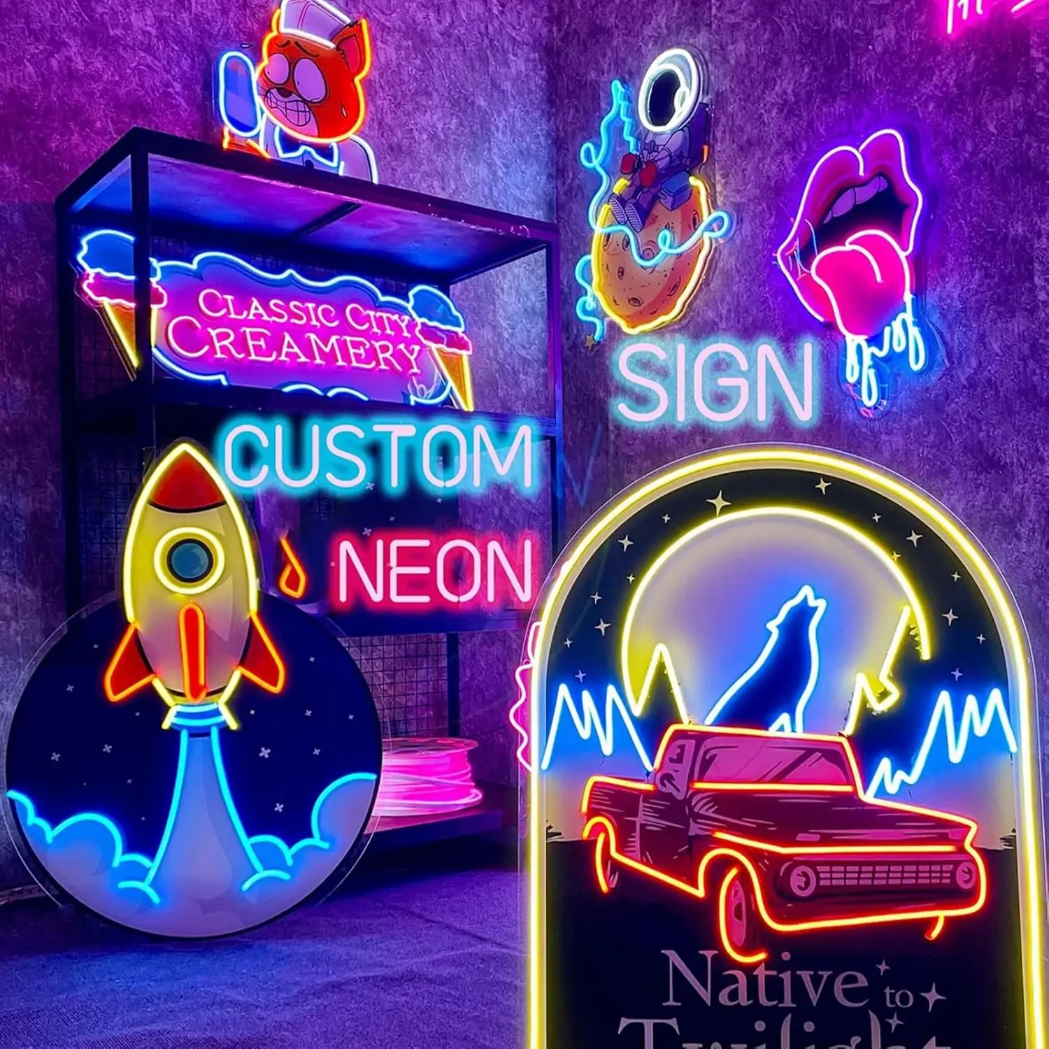 Custom Neon Sign Logo Aiddwrron Customize Large LED Business Shop ...