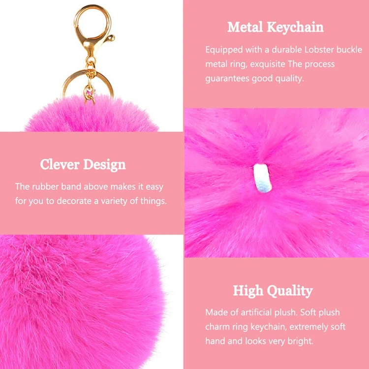 Bulk High Quality Large Big 8cm Pink Fluffy Puff Faux Fur Ball Pom Pom