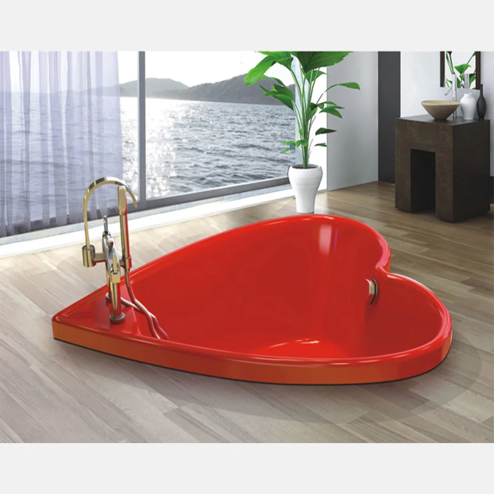 Freestanding Acrylic Whirlpoo Acrylic Soaking Cheap Drop In  Bathroom Freestanding Heart Shape Bathtub For Adult