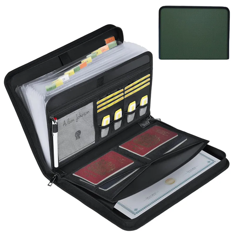 Factory Accordion File Organizer Fireproof 12-Pocket Expandable Folder with Zipper and Tabs for Documents