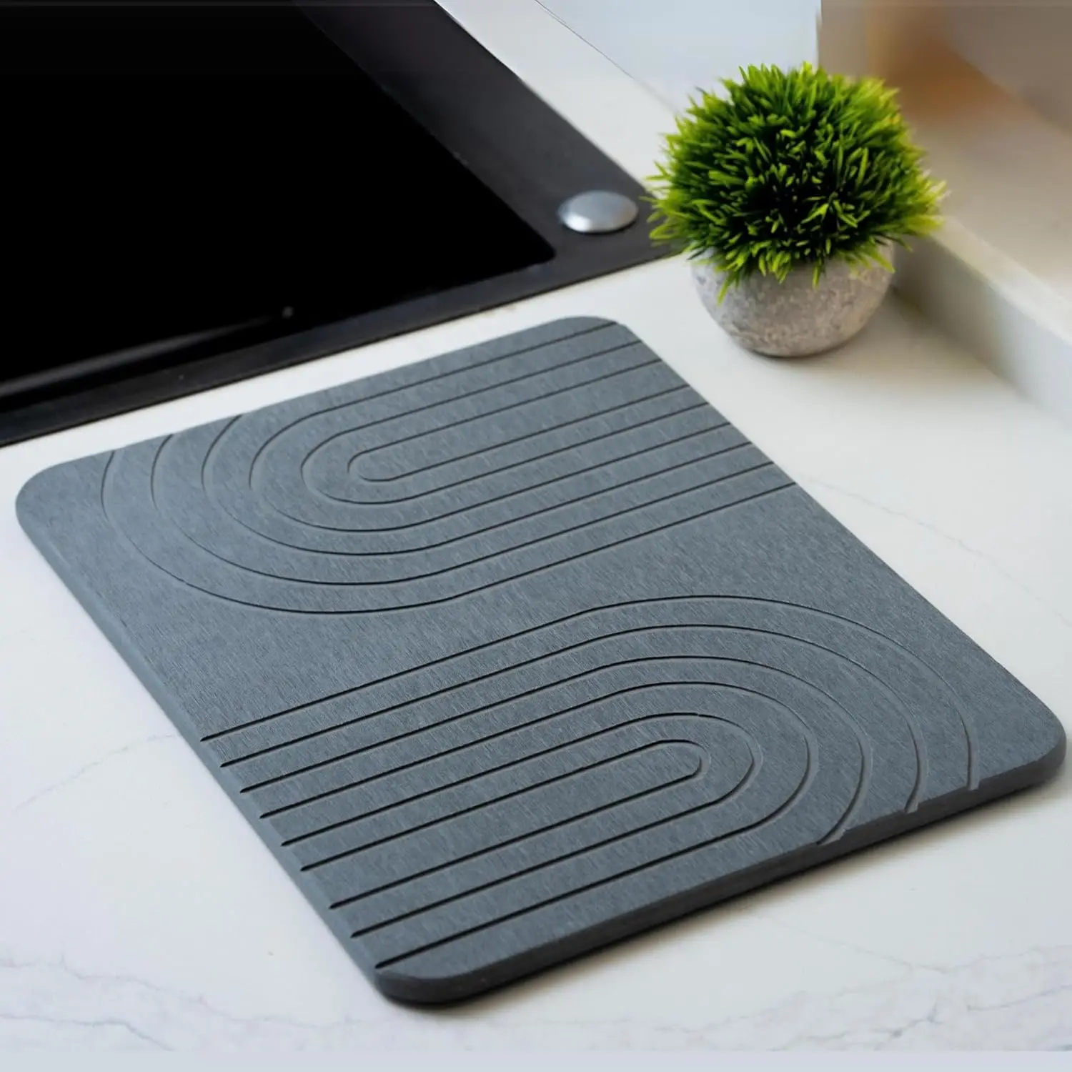 Wholesale Cheap Custom Stone Dish Drying Mat for Kitchen Counter Super Absorbent Fast Drying Diatomaceous Earth Dish Drying Mat