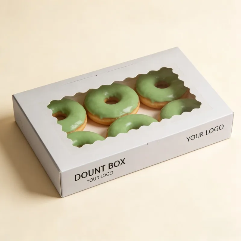 Boîtes en papier pour emballage alimentaire recyclé personnalisées avec logo, boîtes à donuts mochi, macarons, donuts, biscuits, pains et gâteaux