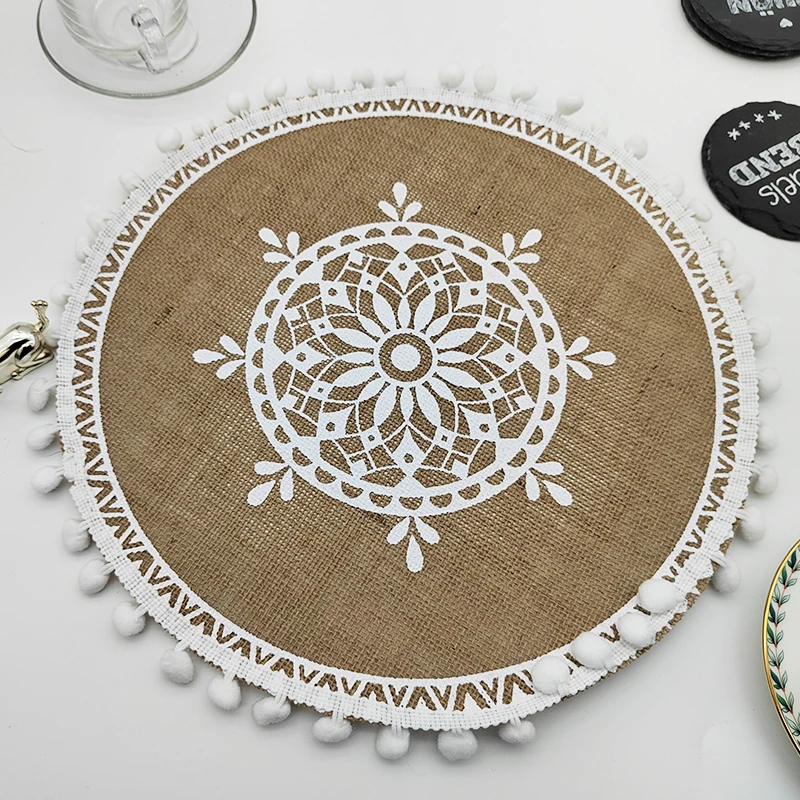 European Style Kitchen Room Pads Mats Natural Jute Placemat With Cotton