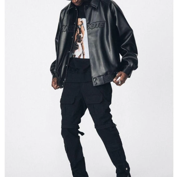 OEM Custom Motorcycle Jacket Coat Embroidery logo Pu Leather Bomber Varsity Jacket for Men gallery 2