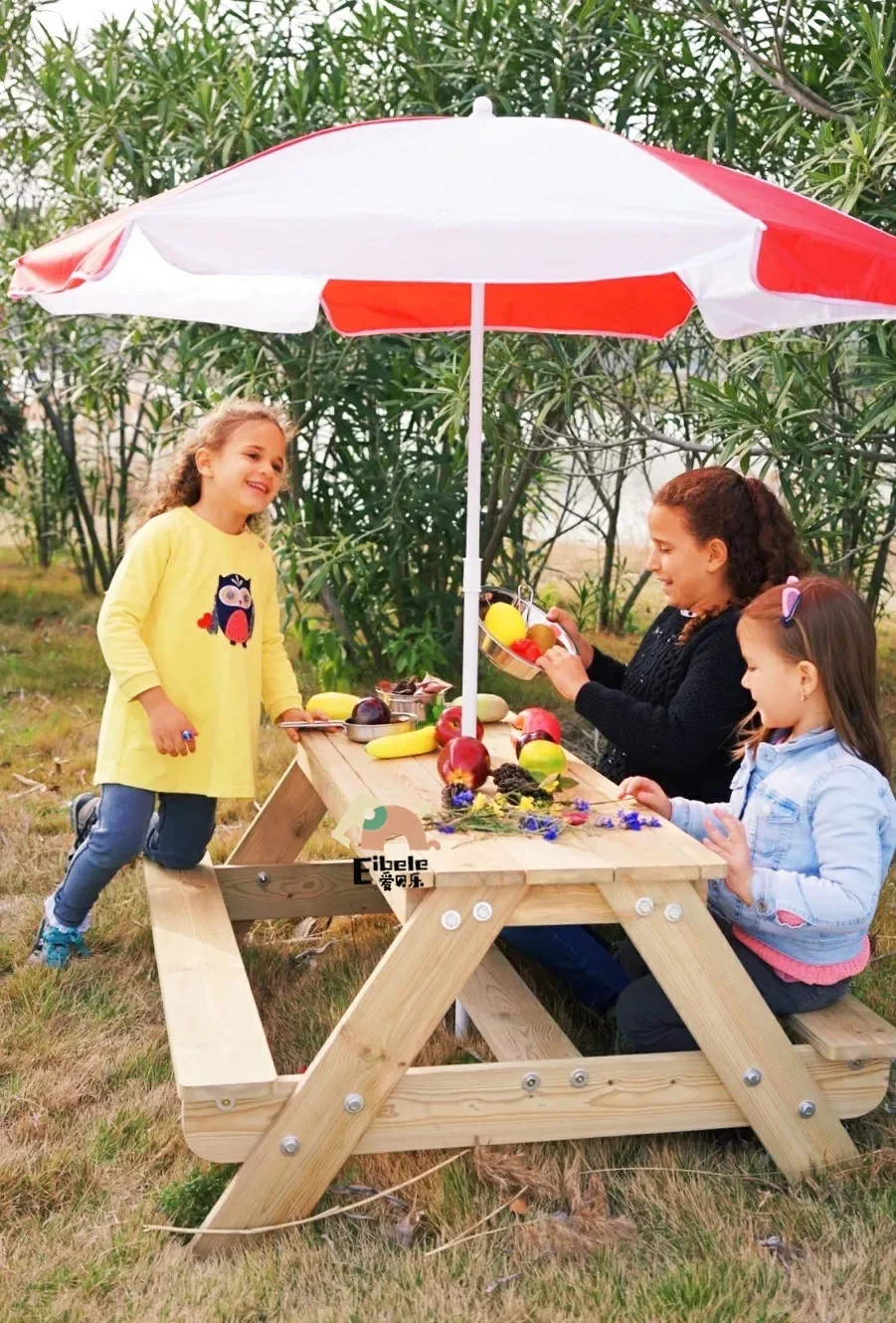 Kids Wooden Outdoor Classroom Furniture Set For Preschool And Early