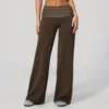 brown white polka dotswide-leg pants