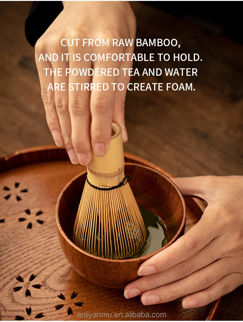 Tea Matcha Whisk Natural Bamboo Set Japanese Style Matcha Brush Chasen 100 Prongs 80 Prongs