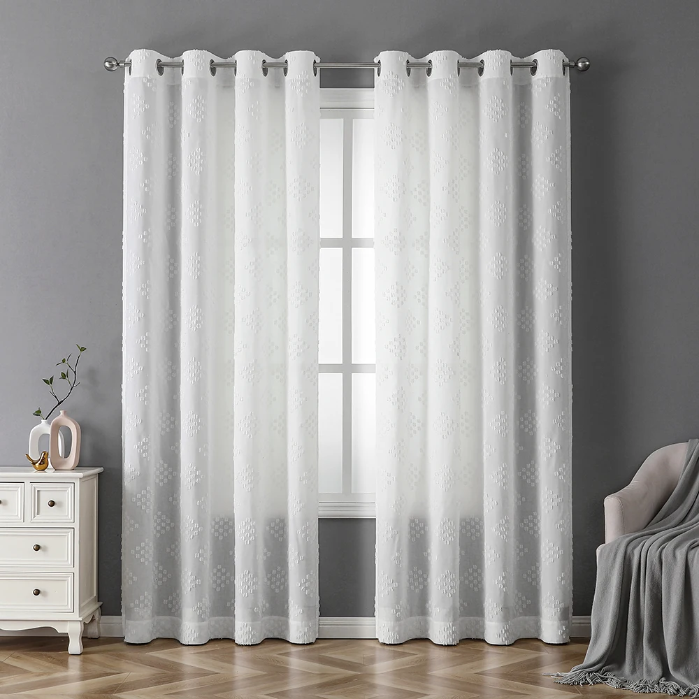 Owenie High Quality Embroidery Floral White Tulle Sheer Window Curtain ...