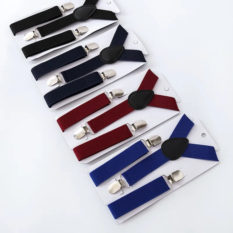 Soild Color Children Belt Bowtie Set Baby Boys Girls Suspenders Clip-on Y-Back Braces Bow Tie Elastic Kids Adjustable
