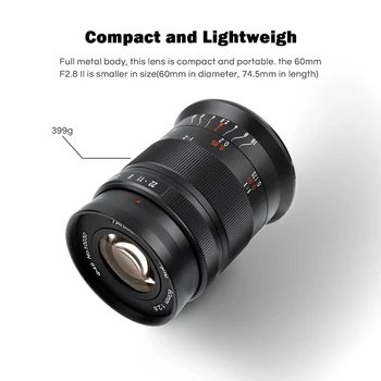 7artisans 60mm F2.8 Mark II APS-C Macro Lens for Sony E ZVE10 Nikon Z Z6II Fuji XF Canon EF-M M50 Canon RF R6 M4/3 T TL SL detail image