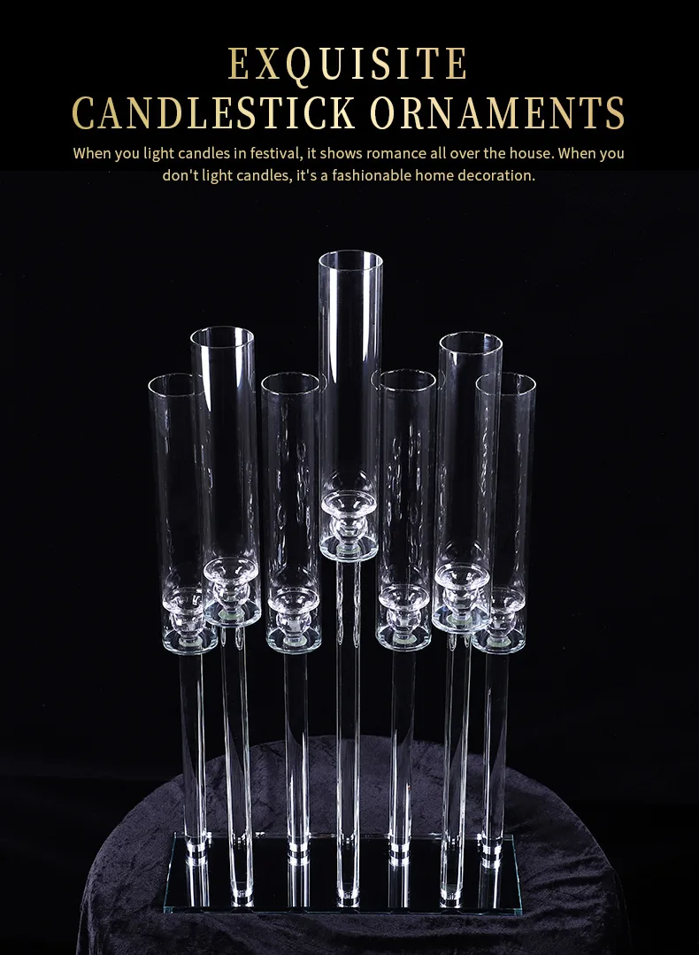 European Luxury 7 arms Crystal Candelabra for Wedding Center Pieces Crystal Candlestick manufacture