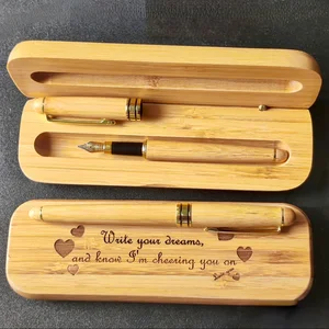 Luxury Fountain Pen Set ECO Friendly Handmade Customized Logo Engraved Bamboo Fountain Pen with Bamboo Box