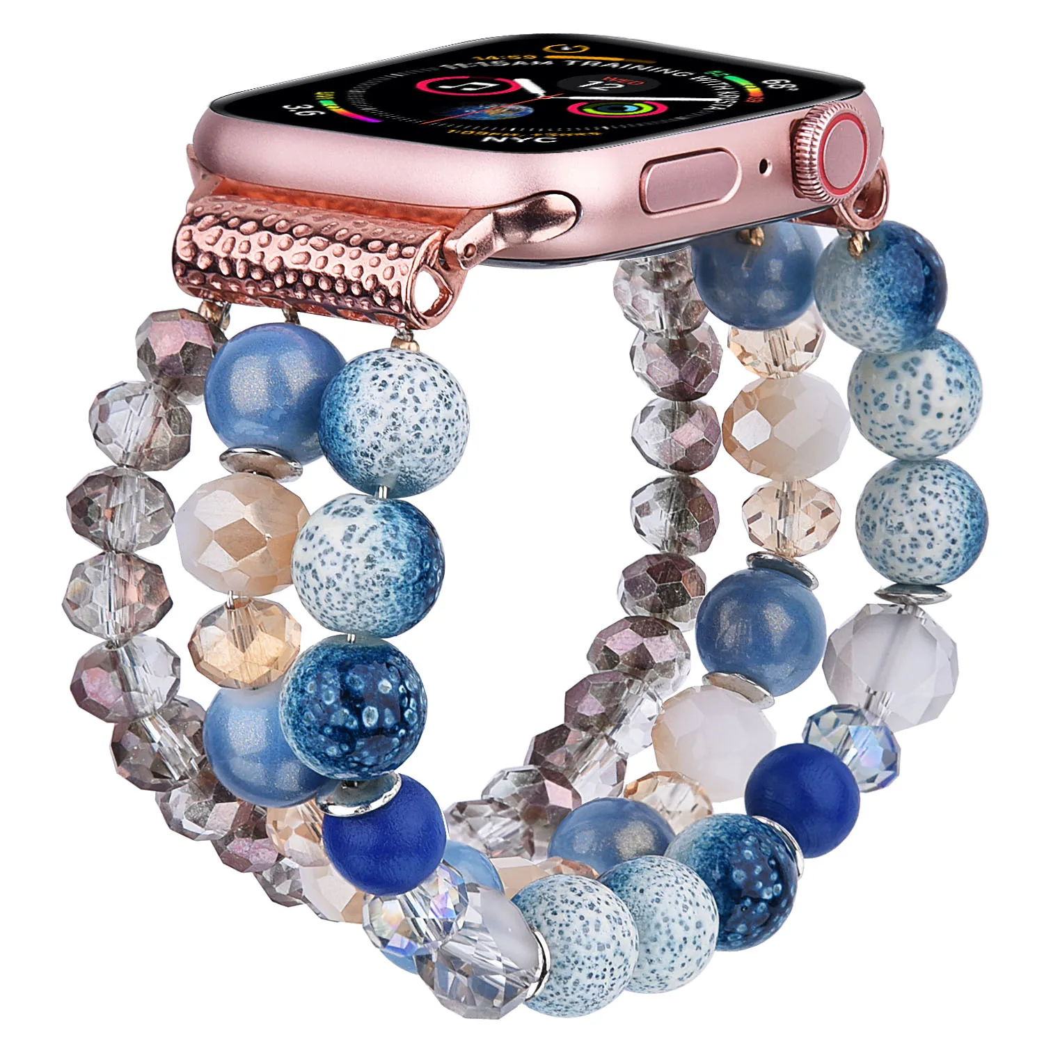 Ремешок полимерный для Apple Watch, браслет ручной работы с индивидуальными бусинами для часов, 38 мм 40 мм 41 мм 42 мм 44 мм 45 мм