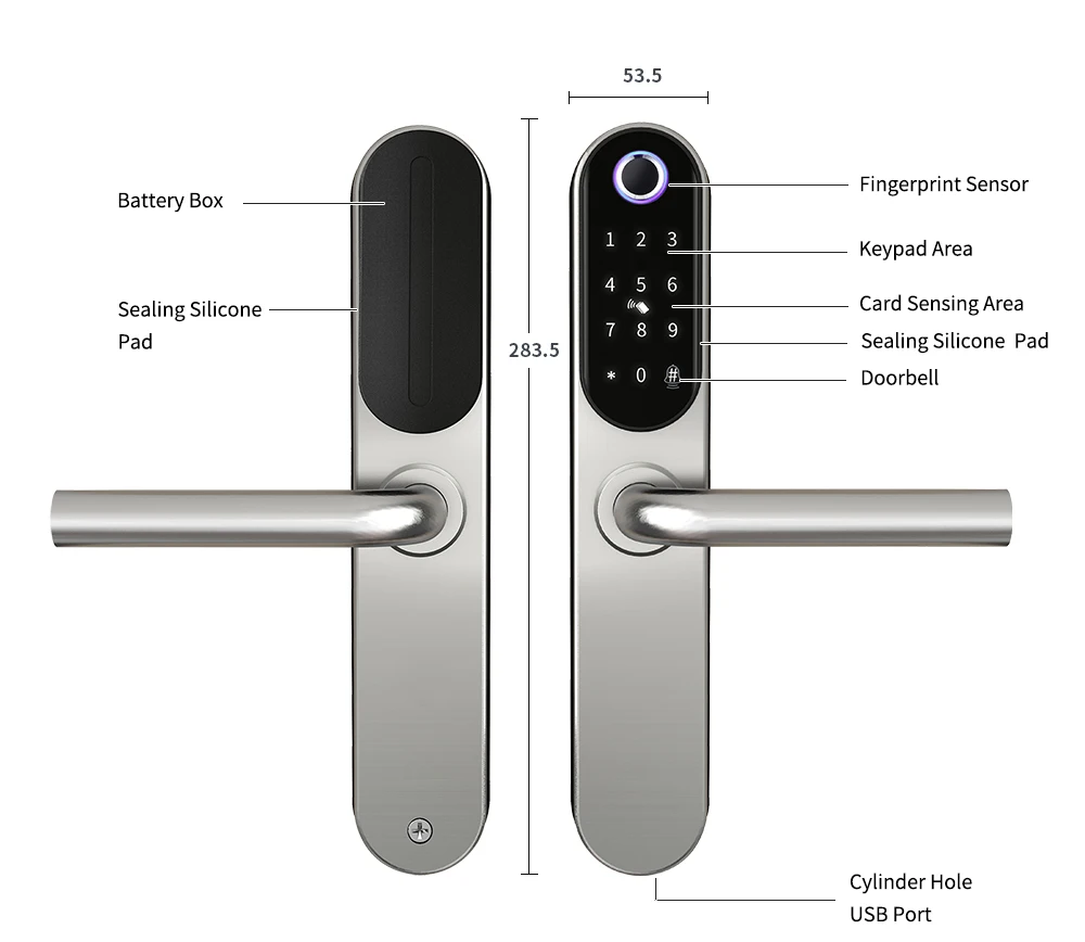 Fireproof & Waterproof Biometric Fingerprint Smart Door Lock 304 ...