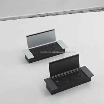 Office Furniture Built in Desk Mounted Flip up Cover Desk Top Multimedia Desktop Table Top Power Socket