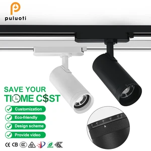 PULUOTI 220V Track Lighting System 15W LED COB Ceiling Spotlights & Surface Mounted Track Light for Home Office Lighting