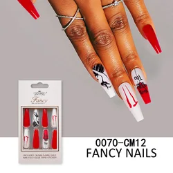 30 шт. накладные ногти на Хэллоуин длинные с призрачным лицом полное покрытие Длинные гроб для женщин и