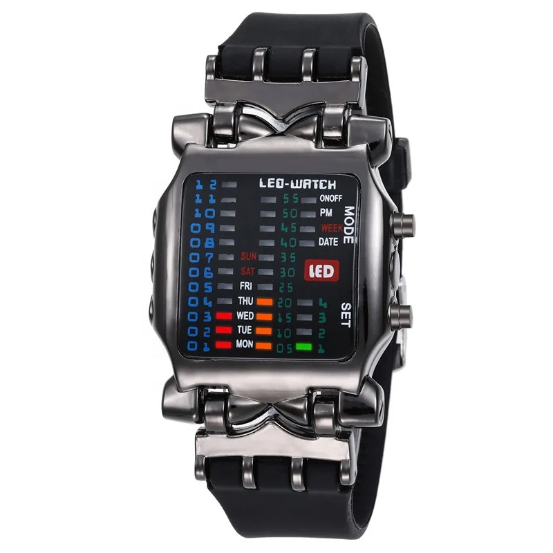 Montre-bracelet Numérique Pour Homme Avec Chronomètre - Étanche, Rétroéclairage LED, Compte à Rebours, Alarme, Calendrier - 8