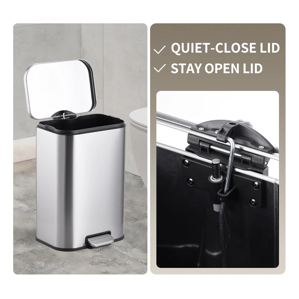 Alibaba.com: 30L 50L stainless steel rectangular foot pedal trash can ...