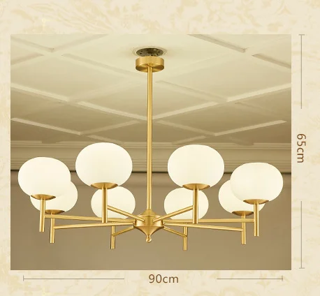E27 Bulb Ball Lamp Pendant Hotel Residential Indoor Hotel Dimmable CCT C12 Full Copper Led Ceiling Chandelier Lights
