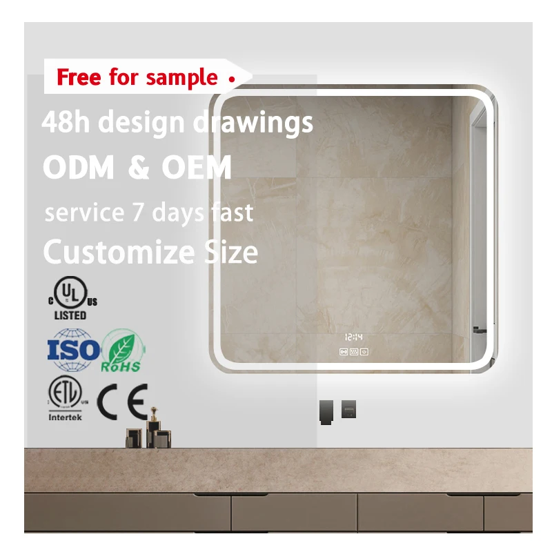 Hot Sell High Definition Waterproof LED Smart Mirror with Bluetooth Speaker Touch Screen for Bathroom Makeup Vanity Project