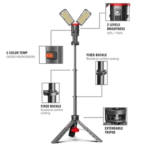 Vertak Super Bright 10000 Lumens Cordless Adjustable Height IP65 Aluminum Work Lamps Outdoor Worklight Tripod Led Work Light