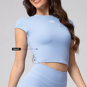 Wholesale Custom Logo Athletic Wear T-shirts Fitness Apparel Sports Top Womens Gym Clothing Workout T-shirts Yoga Top for Women