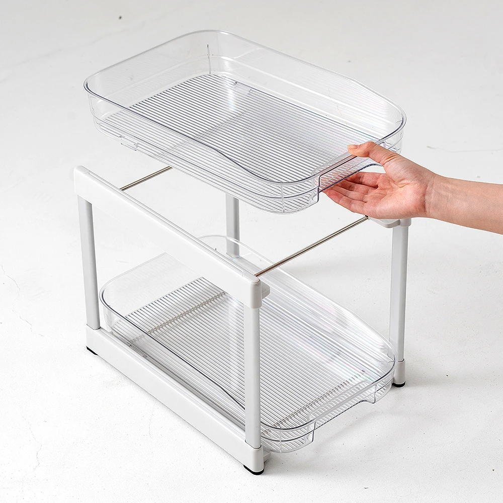 2 Kitchen Cabinet Basket Organizers, Slide Plastic Storage Drawers