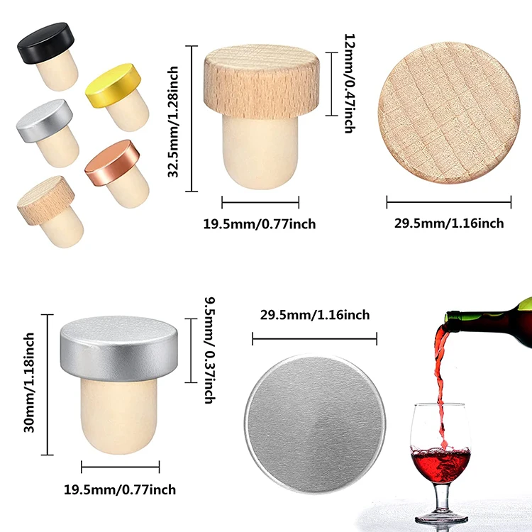 High Quality Bulk Wine Cork Stopper Wooden Wine Tstoppers Polymer