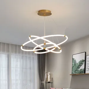 JACKSUN Euro-inspired Postmodern Luxury Silicone Cord Restaurant Pendant Light Living Room Bar Counter Circular Pendant Light