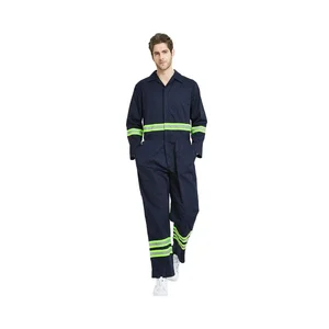 TopTie Men's Work Coverall High Visibility with Reflective Trim Rayon Material