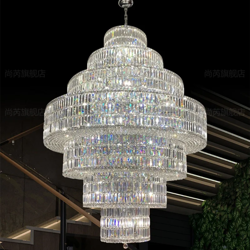 Многоуровневый круглый большой яркий светильник современная большая Хрустальная люстра K9 для гостиной/дуплекса/лестницы/подъезда