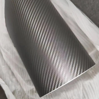 3D Carbon Fiber Textured Silver Matte Vinyl Wrap