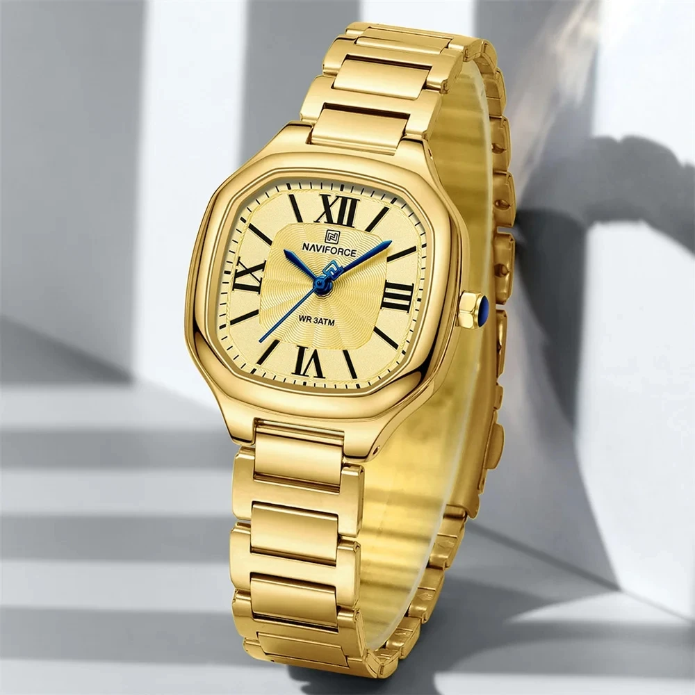 NAVIFORCE New Women Watch Quartz Waterproof Top Luxury Brand Lady Wristwatch Steel Bracelet Original Female Girl Clock Gift 5042