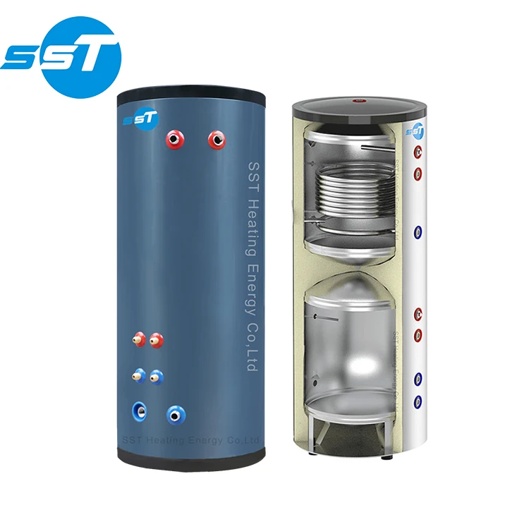 100L 200L 250L 300L 400L 500L heat pump system domestic hot water tank with coiled heater water tank stainless steel buffer tank
