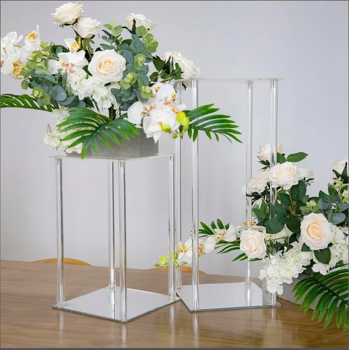 Wedding Centerpieces Acrylic Vases Square Geometric Tall Clear Flower