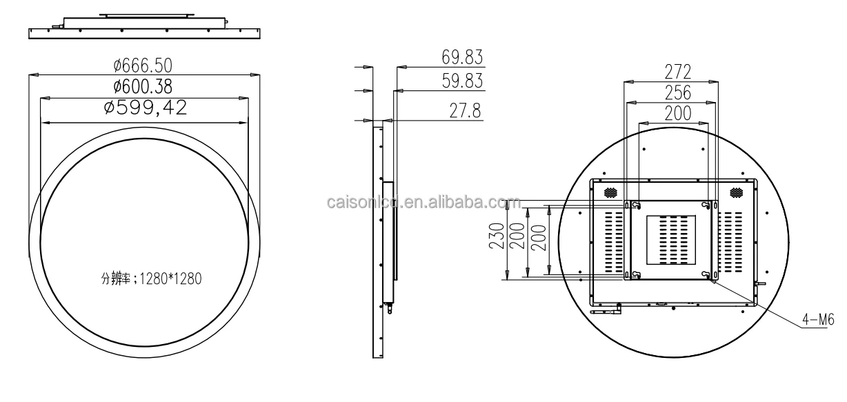 round display support touchscreen Compatible-HDM input digital signage and display 1280x1280 LCD panel P236RVN01.0 DV236FBM-N00 manufacture