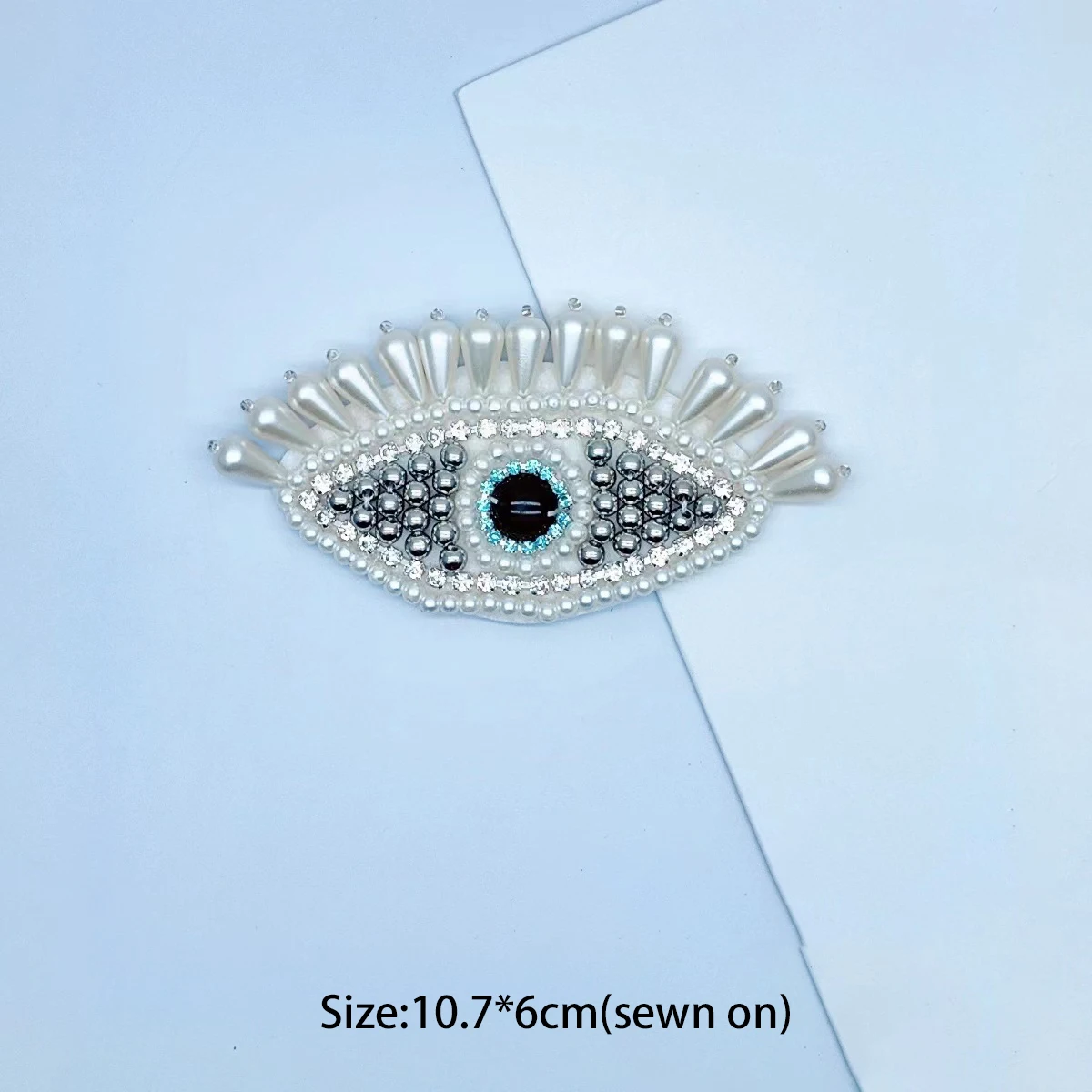 Handmade Beaded Patch Ready Stock Custom 3D Beads Eye Evil Sequence Applique Patches for Garment Bags