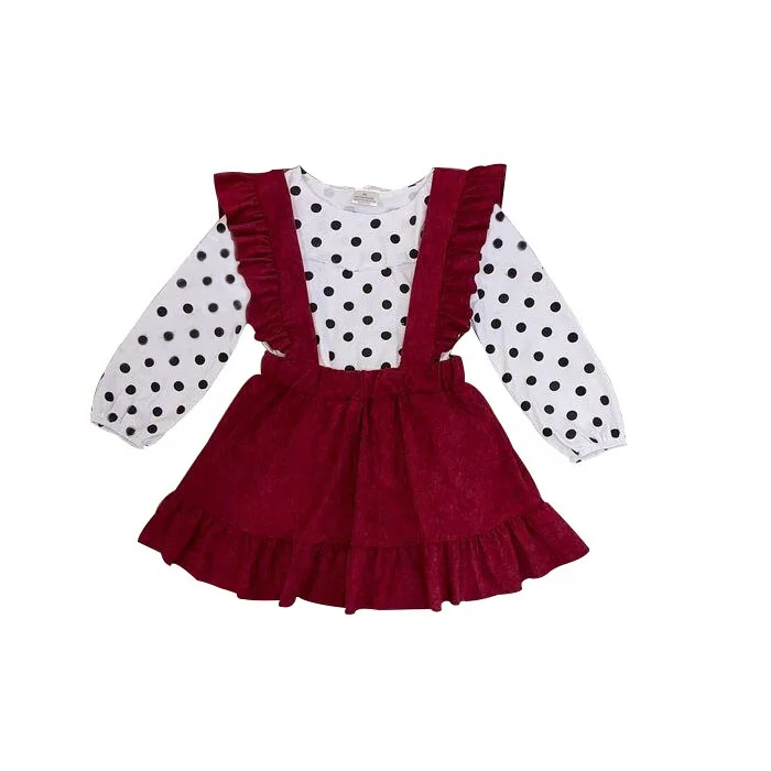 Tenue 2 Pieces Pour Bebe Fille Chemise Bretelles Rouge Et Noir Vetements A Volants Motif Floral Collection Printemps Buy Fille Printemps Vetements A Manches Longues Costume Bebe Fille Boutique Vetements Ensembles Rouge Volant Fixe Pour Les Filles