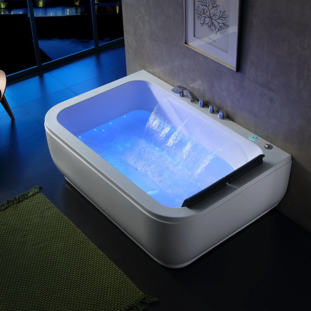 Luxspa Light Surf Massage Waterfall Acrylic Bathtub Freestanding Two ...