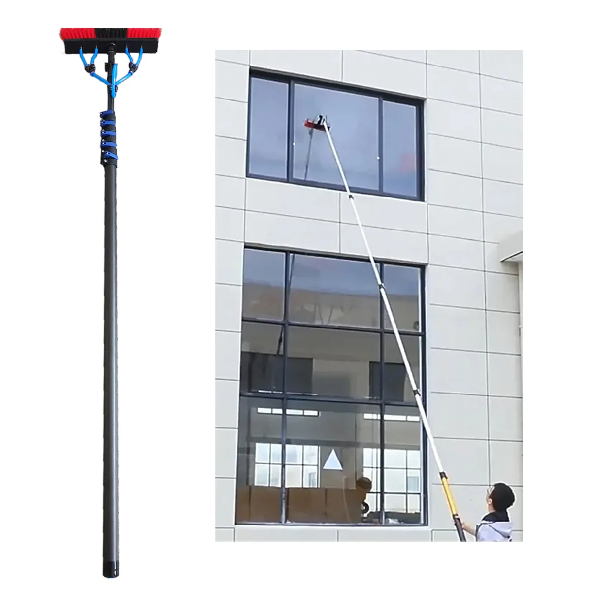 Water Fed Window Cleaner Solar Panel Cleaning Brush Carbon Fiber Tube Metal Building Facade Telescopic Cleaning Tool