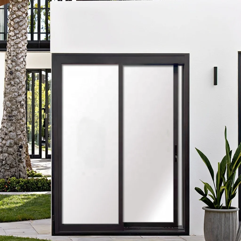 Customized Single Exterior Wrought Iron Door with Two Side Windows Sliding Door Product factory